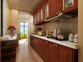 137平米舒适中式风格厨房吊顶设计