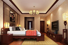 香博城中式风格次卧设计