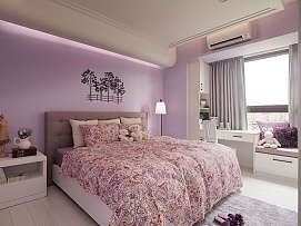混搭风格粉色卧室飘窗设计