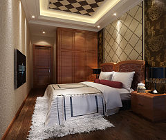 123平米时尚欧式风格卧室床效果图展示