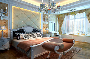 时尚欧式大户型三居室卧室灯具装饰设计