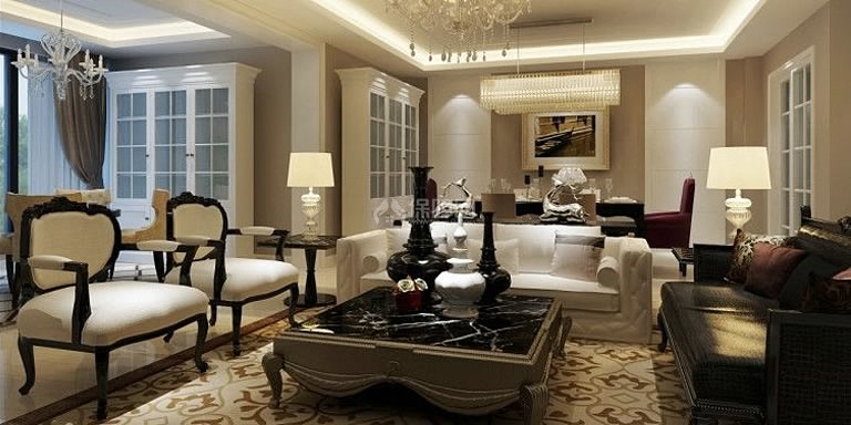 時(shí)尚歐式風(fēng)格客廳吊頂裝修設(shè)計(jì)圖