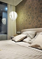 118平米现代中式风格卧室床头背景墙效果图