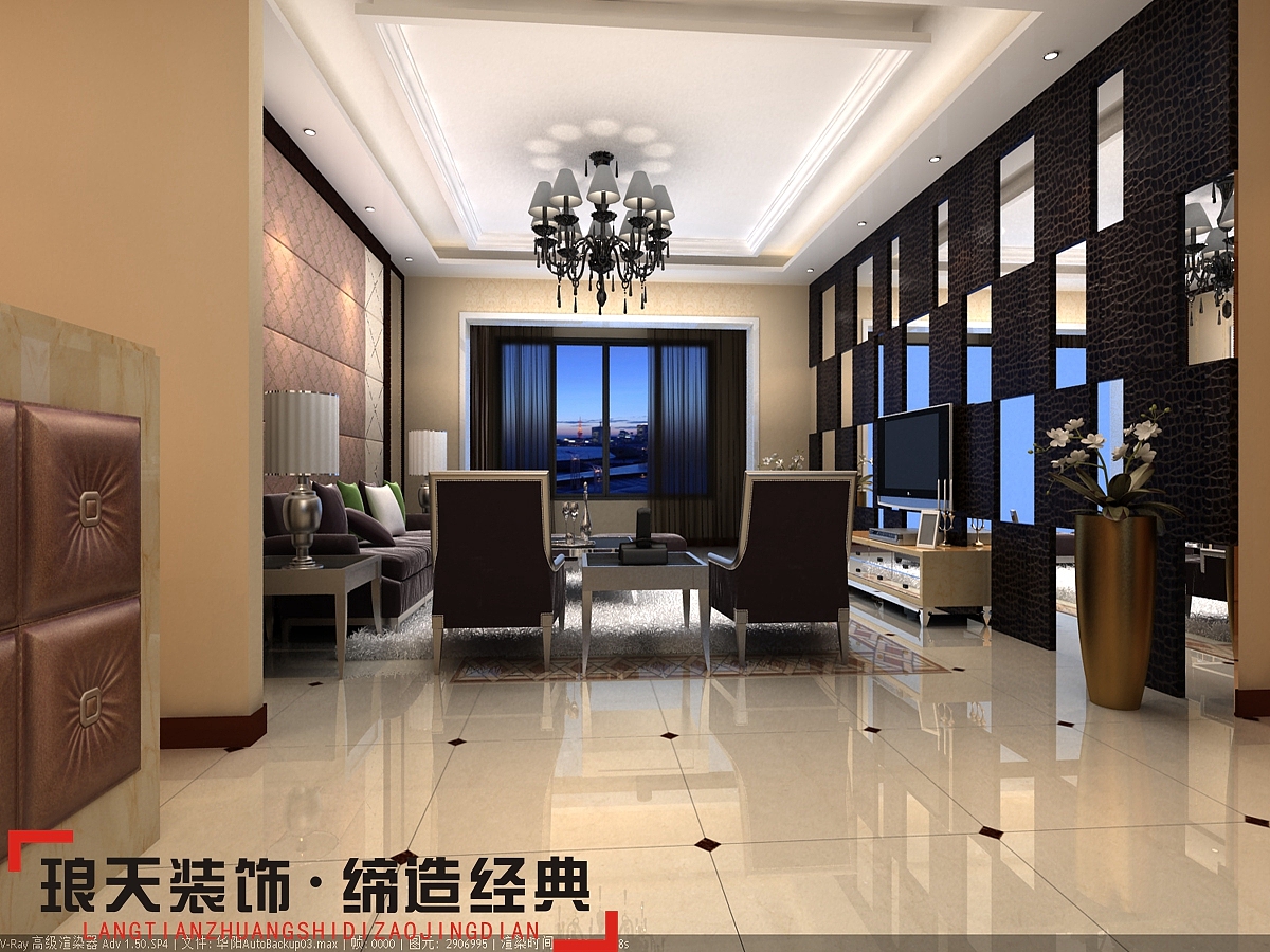 本案是欧式新古典的设计风格，为了营造典雅，大气，高