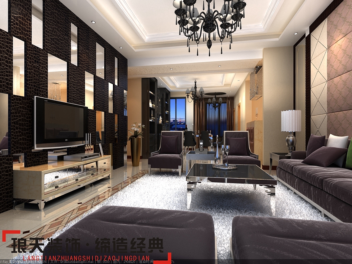 本案是欧式新古典的设计风格，为了营造典雅，大气，高