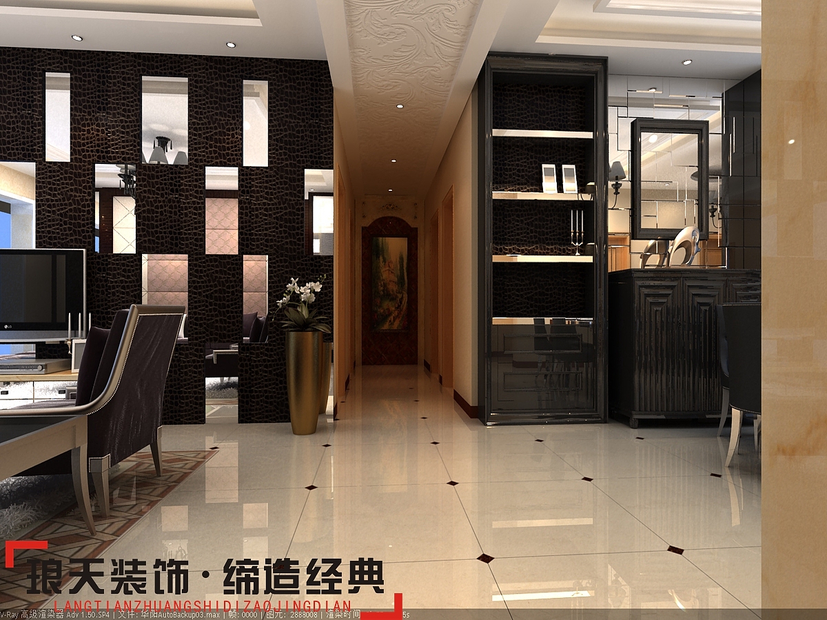 本案是欧式新古典的设计风格，为了营造典雅，大气，高
