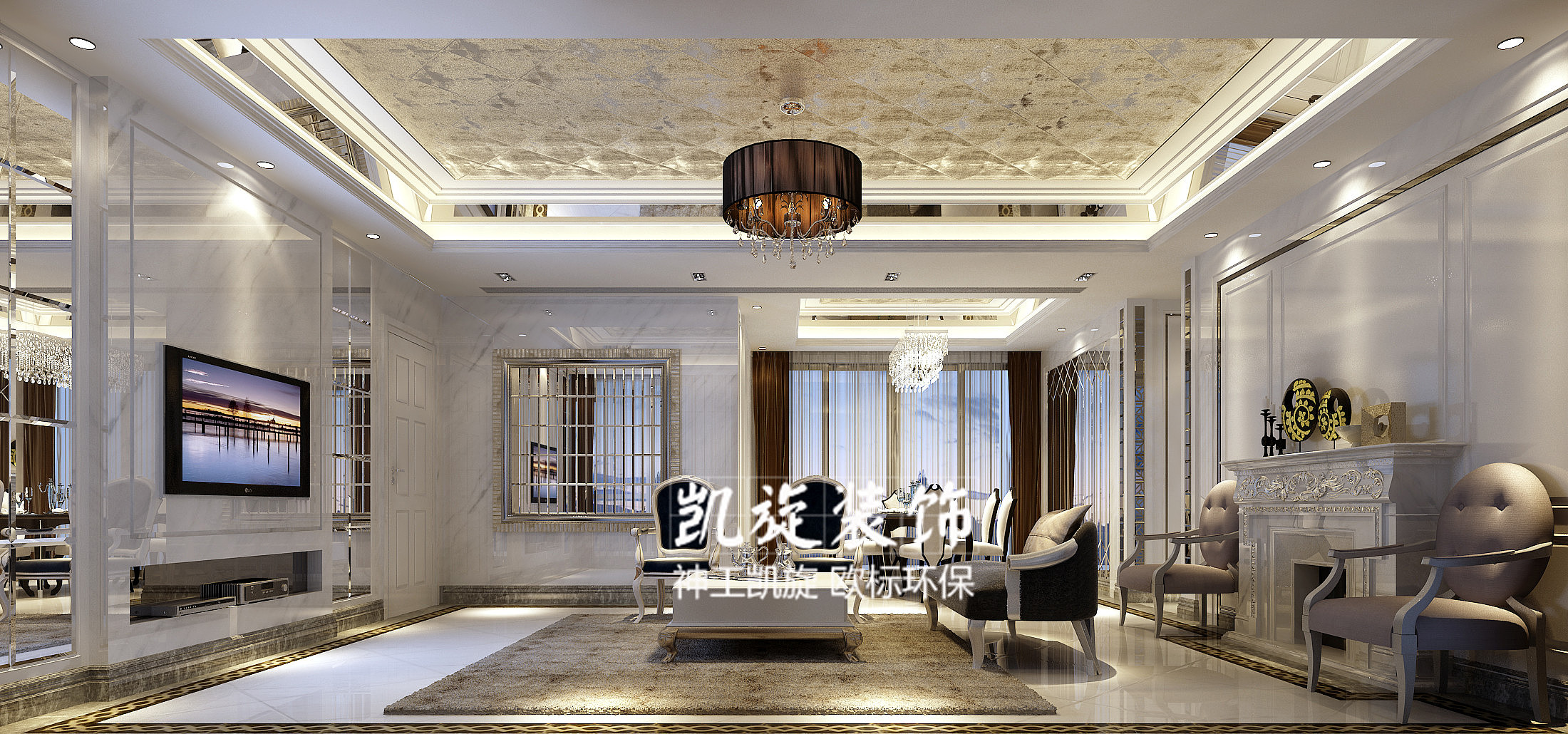 本案是较大的一套房型，所以运用具有大气而又优雅的美