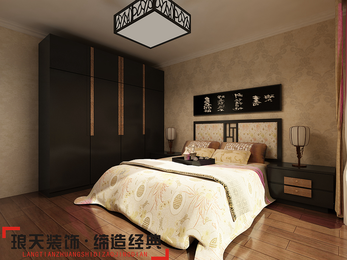 本案的设计效果以新中式为主。将客厅阳台打掉，增加室