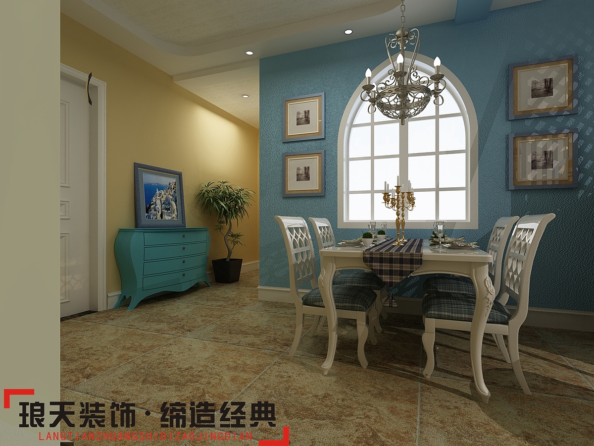 设计思路：该户型为两室一厅，整体比较精致。其墙面以