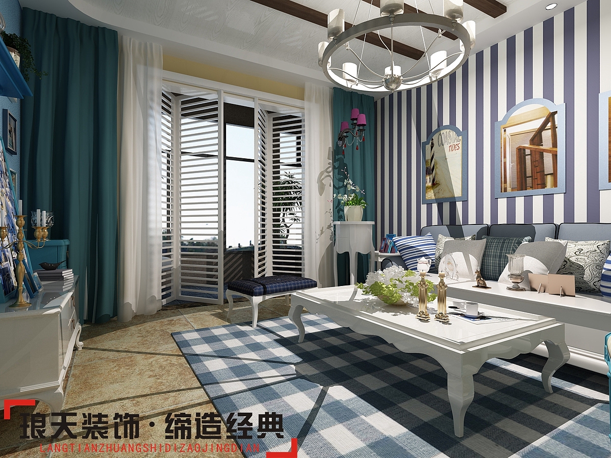 设计思路：该户型为两室一厅，整体比较精致。其墙面以