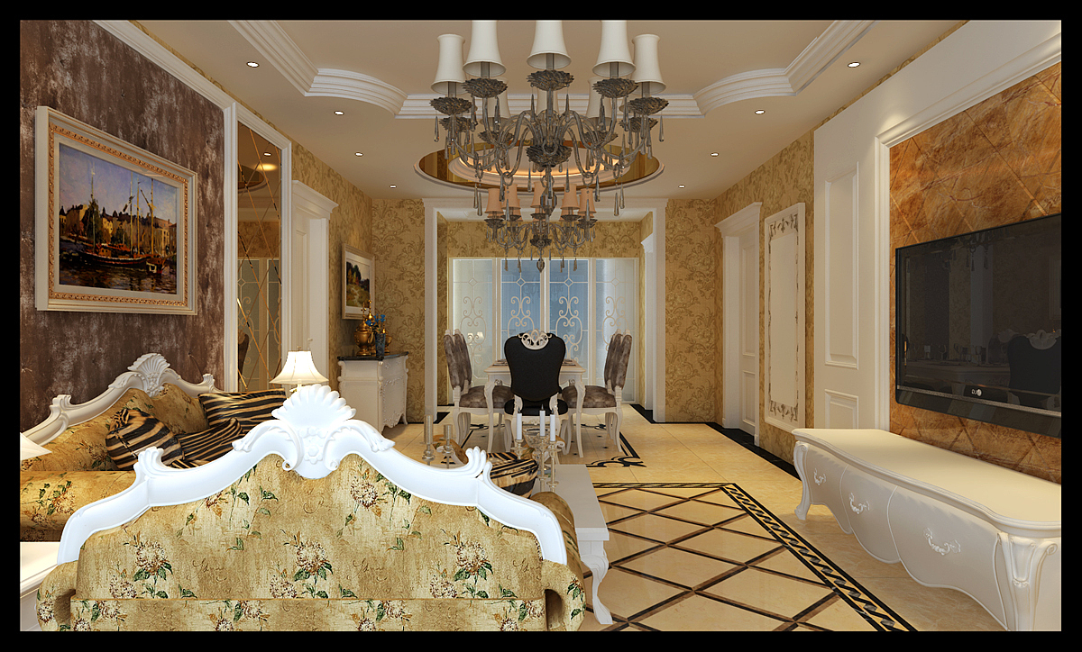 城建·琨廷 123㎡ 三室二厅  简欧