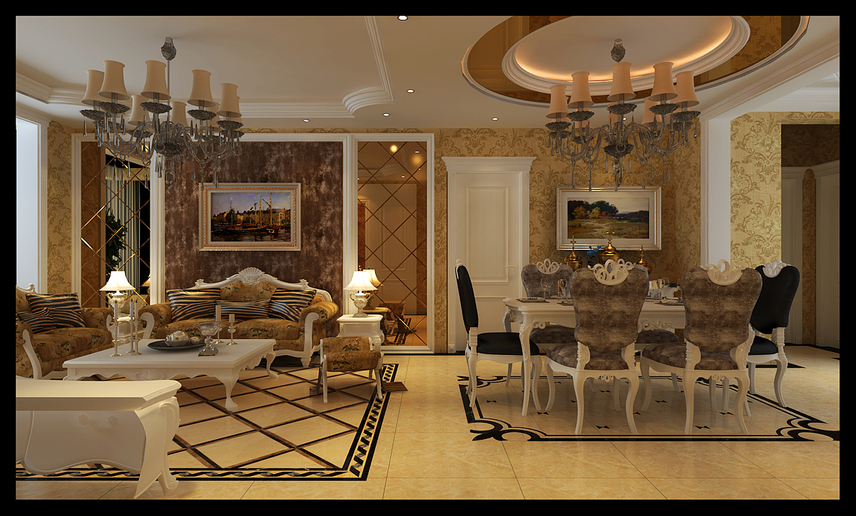 城建·琨廷 123㎡ 三室二厅  简欧