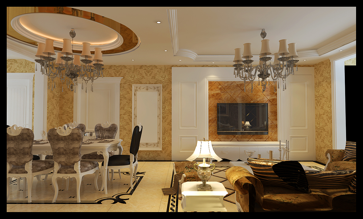 城建·琨廷 123㎡ 三室二厅  简欧