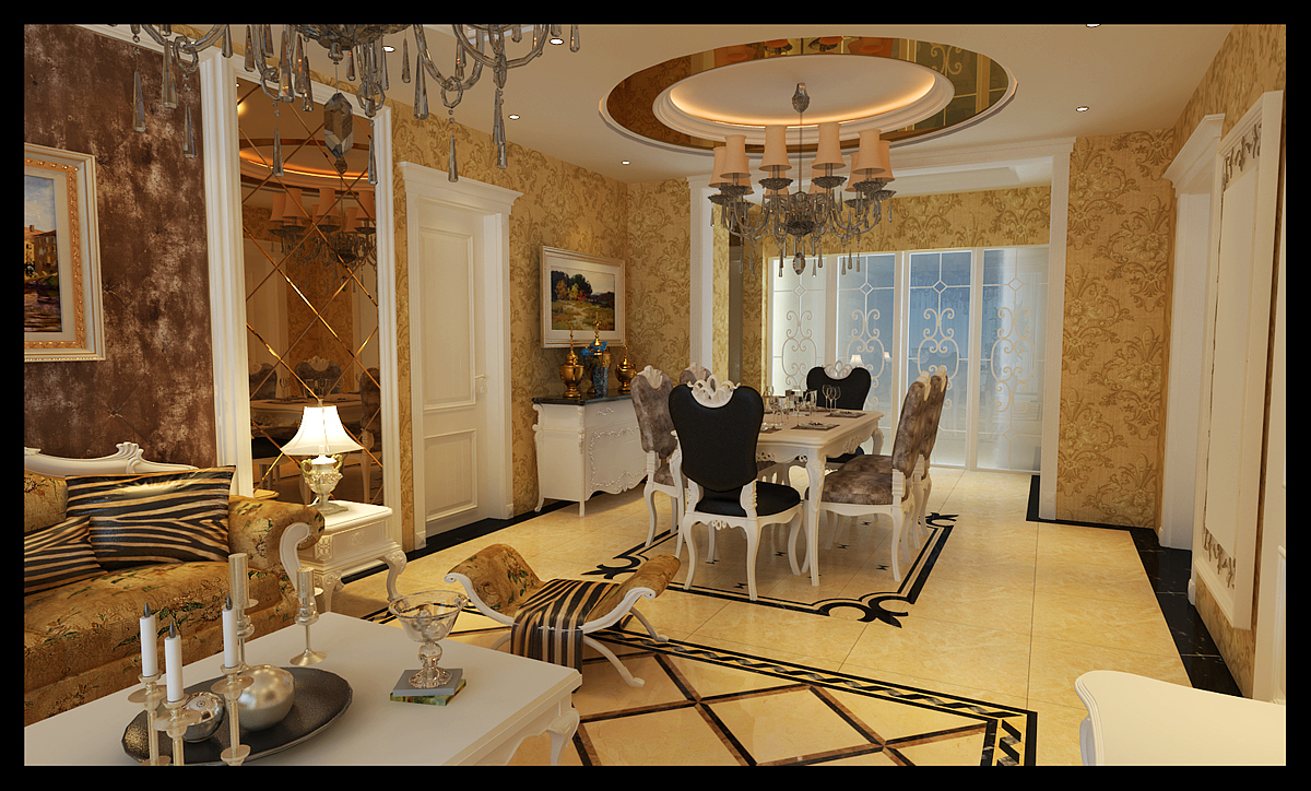 城建·琨廷 123㎡ 三室二厅  简欧