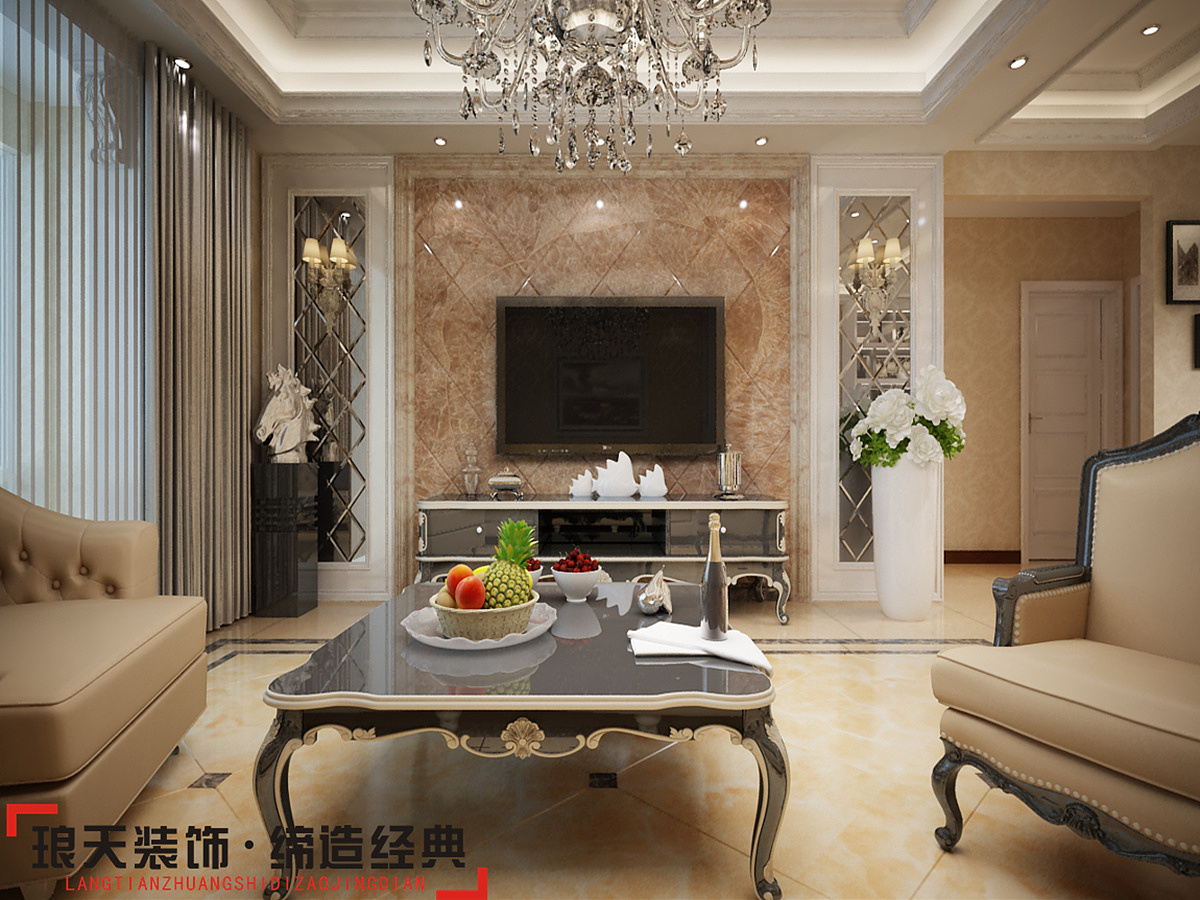 本套设计定位欧式风格。在造型设计上强调线形流动的变