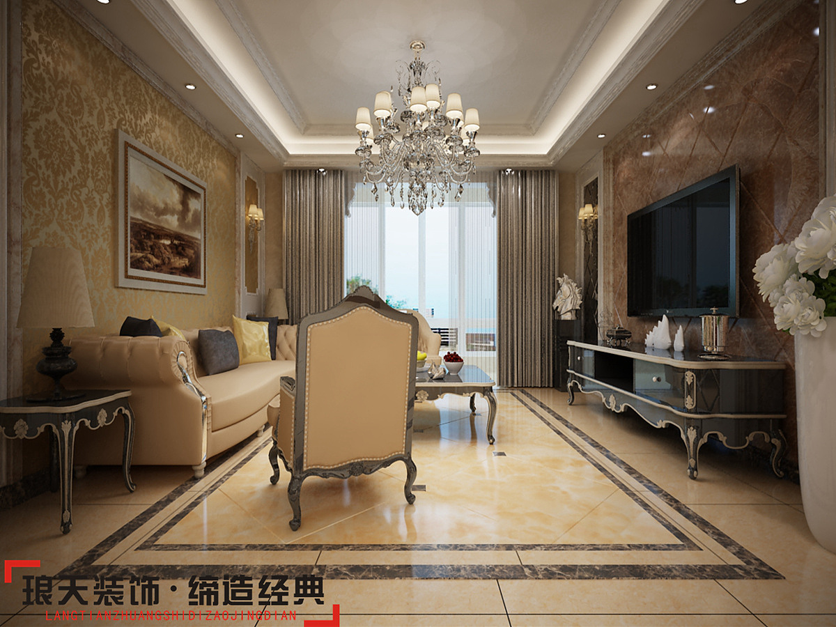 本套设计定位欧式风格。在造型设计上强调线形流动的变