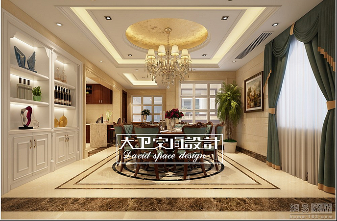 本案的设计风格为简约欧式，营造典雅、自然、高贵的气