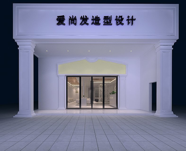 理发店装修，现代风格，年轻人消费为主。
