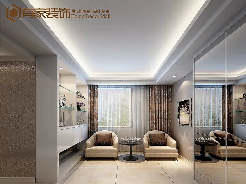 西班牙米黄大理石、全抛釉砖、银镜、多层实木地板等案