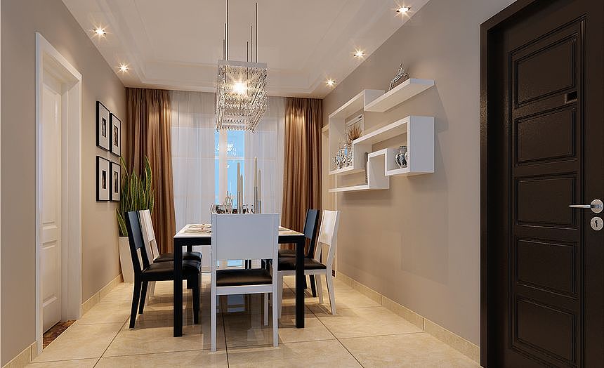 本案采用现代简约风格，90平方面积不是很大，入户门