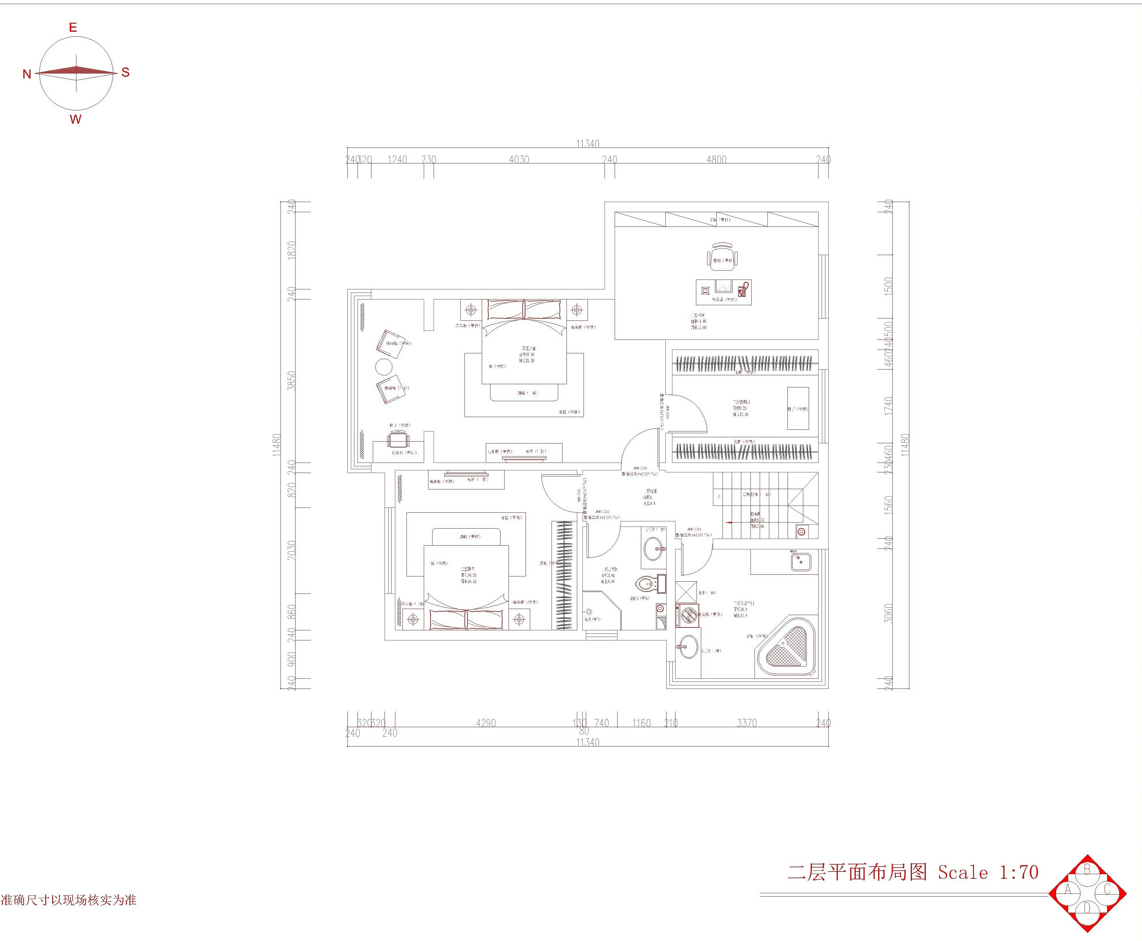 本案设计以后奢华元素为主基调。主人在国外居住多年，