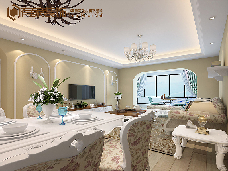 本案为田园风格、从格局上充分利用空间、将生活阳台放