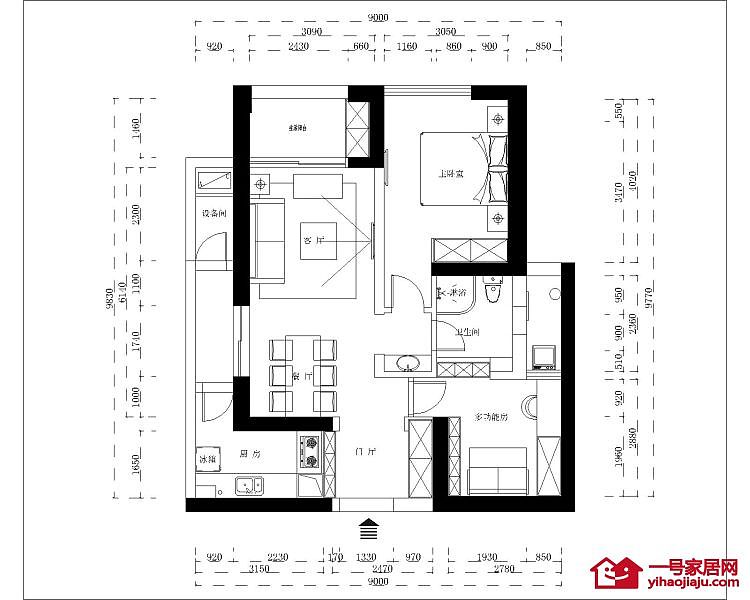 本案为一套两室两厅的公寓住宅，面积为86平方米。这