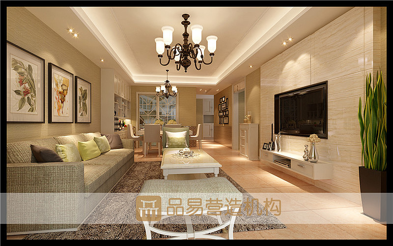 品易装饰--天湖城案例案例解析：本案采用田园风格，