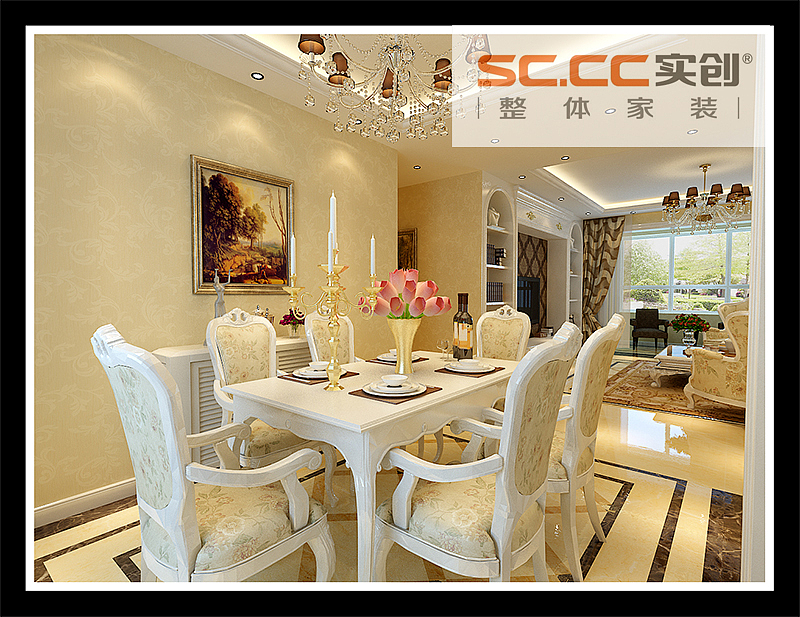 本方案位于奥龙官邸，简欧式风格，简约欧式风格沿袭古