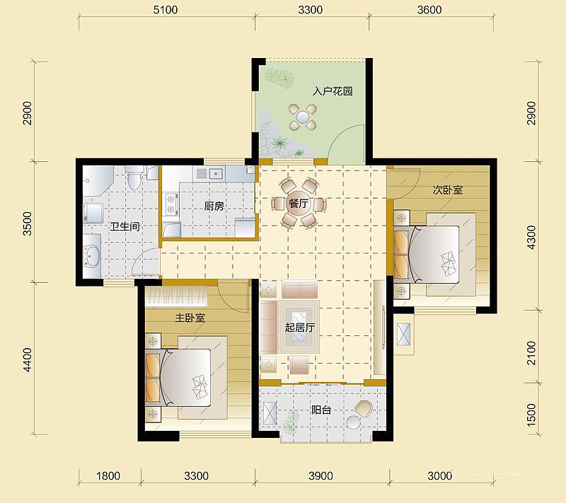 本案例以华丽的装饰、浓烈的色彩、精美的造型达到雍容