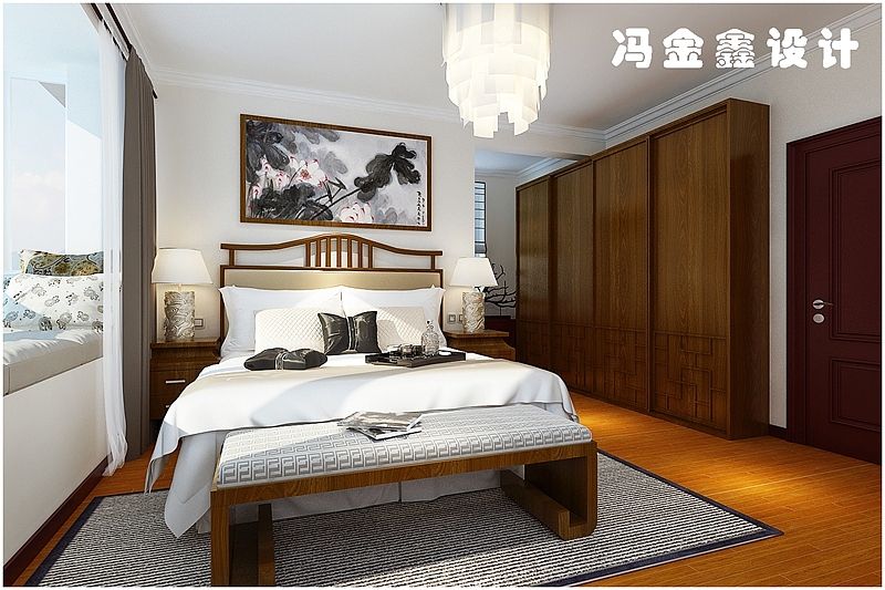 【海信凤凰金岸】143平简约中式装修风格，装修效果图|青岛实创装饰