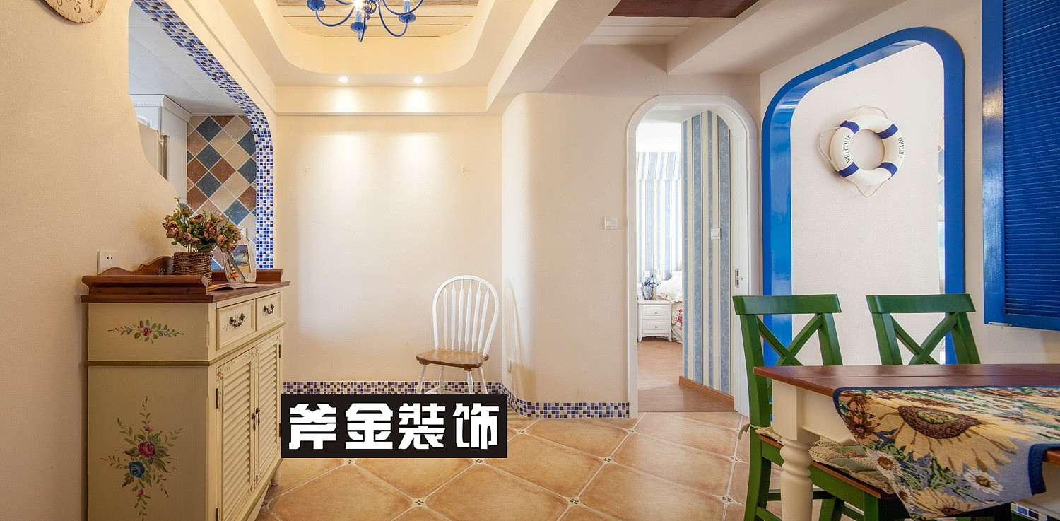 案以地中海风格定位整个空间，色彩丰富、简单、民族性
