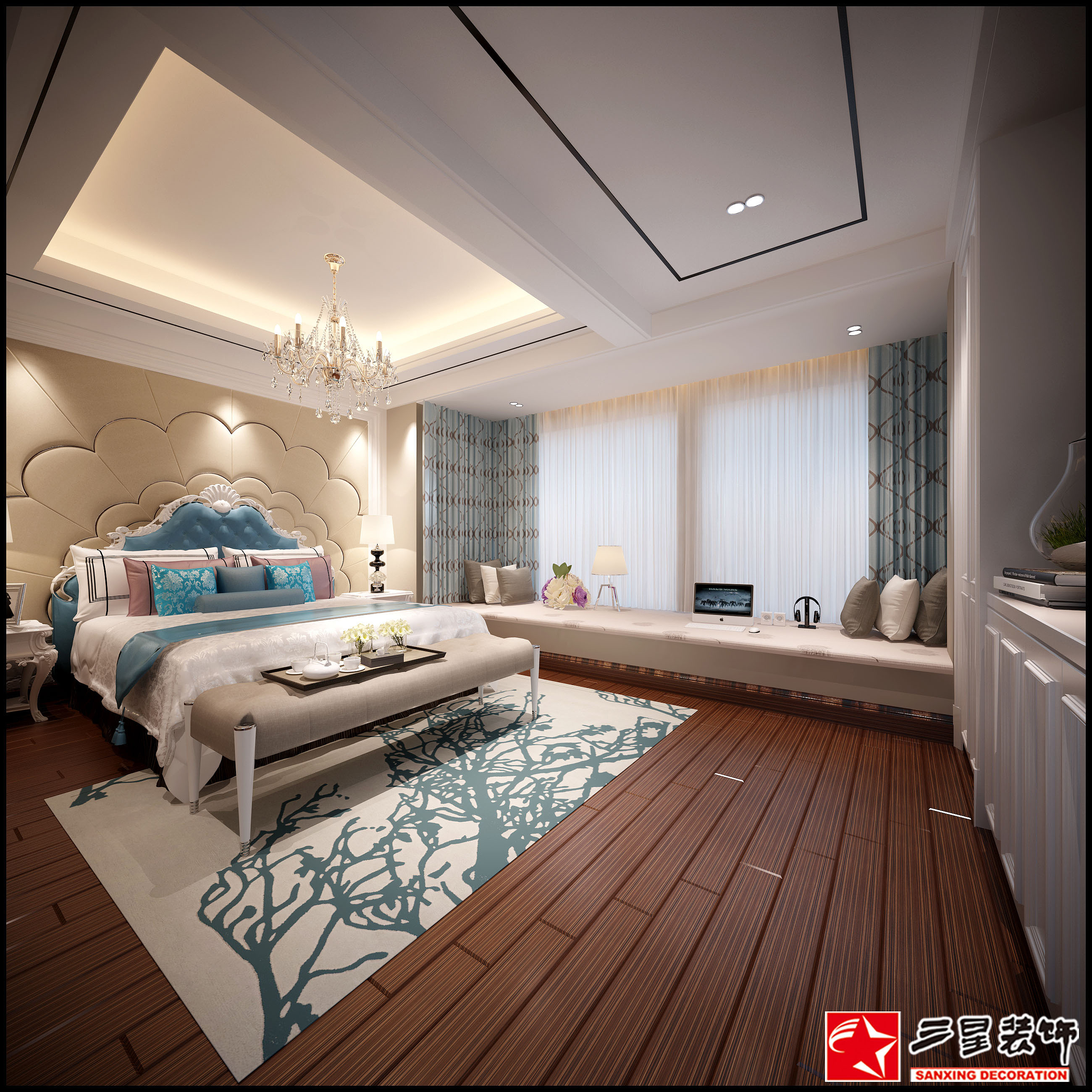 在家具配置上，白亮光系列家具，独特的光泽使家具倍感