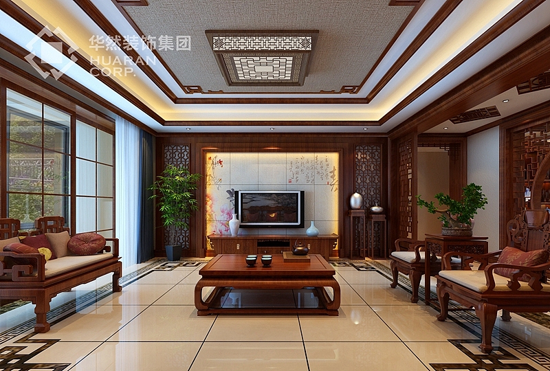 凯旋门效果图 凯旋门320平 中式风格 华然装饰 