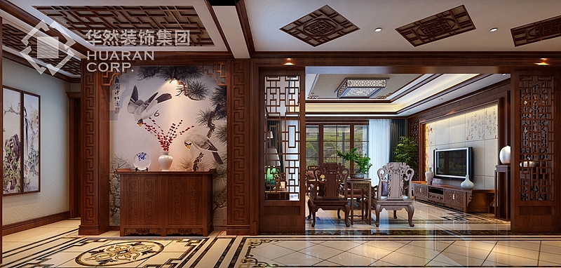 凯旋门效果图 凯旋门320平 中式风格 华然装饰 