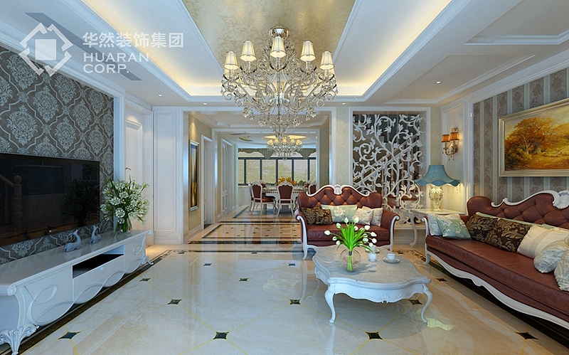 半岛一号别墅案例 225平米 欧式风格 华然装饰