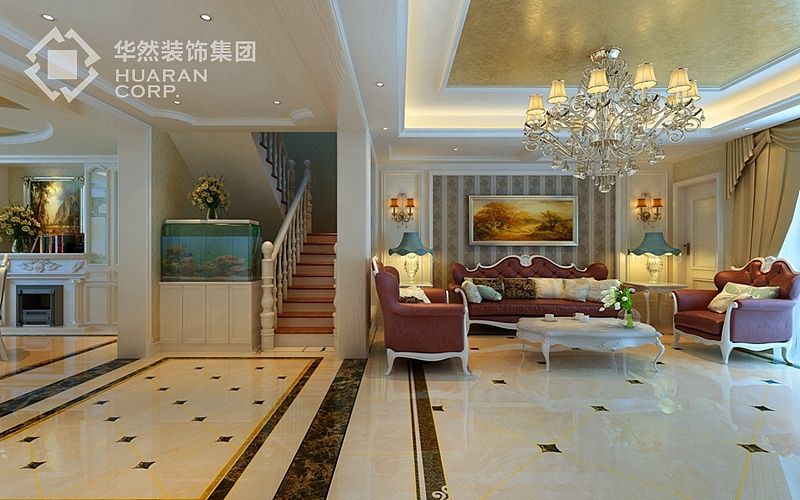 半岛一号别墅案例 225平米 欧式风格 华然装饰