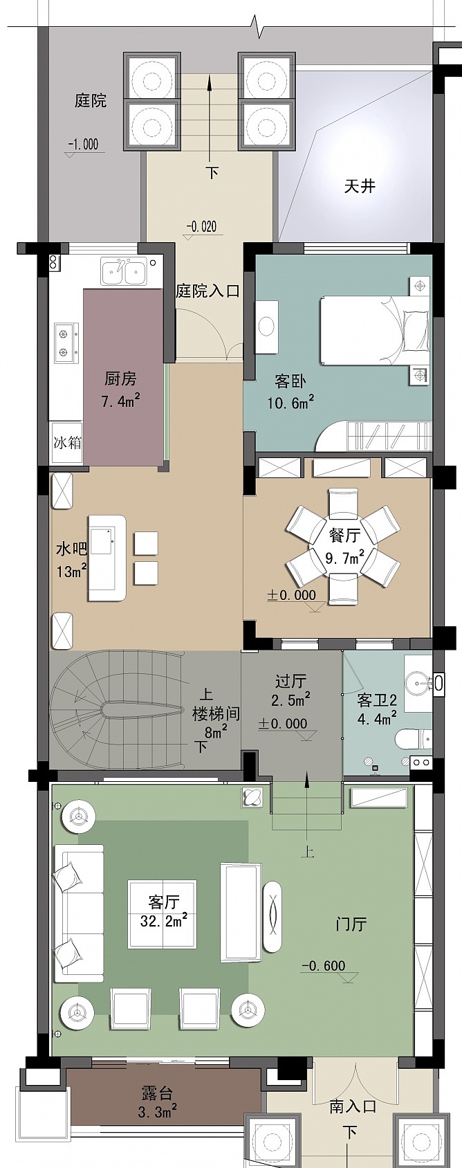 本案在现代风格的基础环境下续写丰沛的美学力量，以创