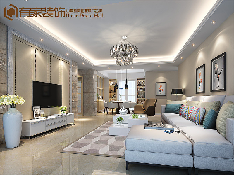 案例名称：嘉盛豪园 设计师：余芳妹装修风格：现代奢