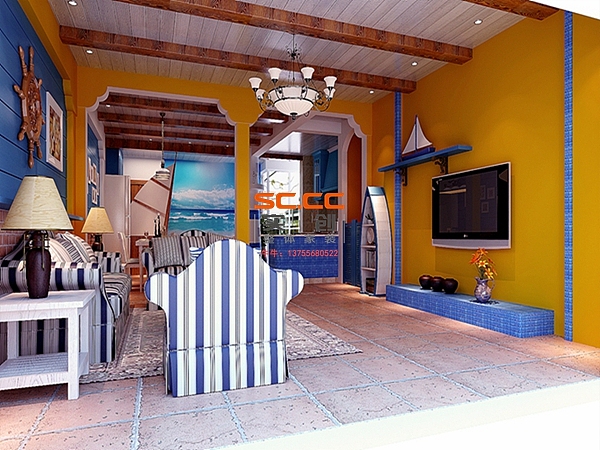 浪漫地中海风格三居室