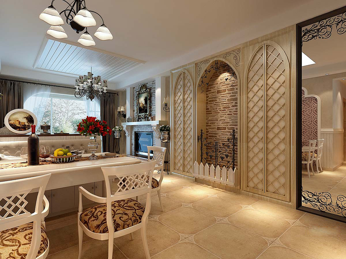 业主很喜欢田园风格，客厅他要求地面要贴仿古转，客厅