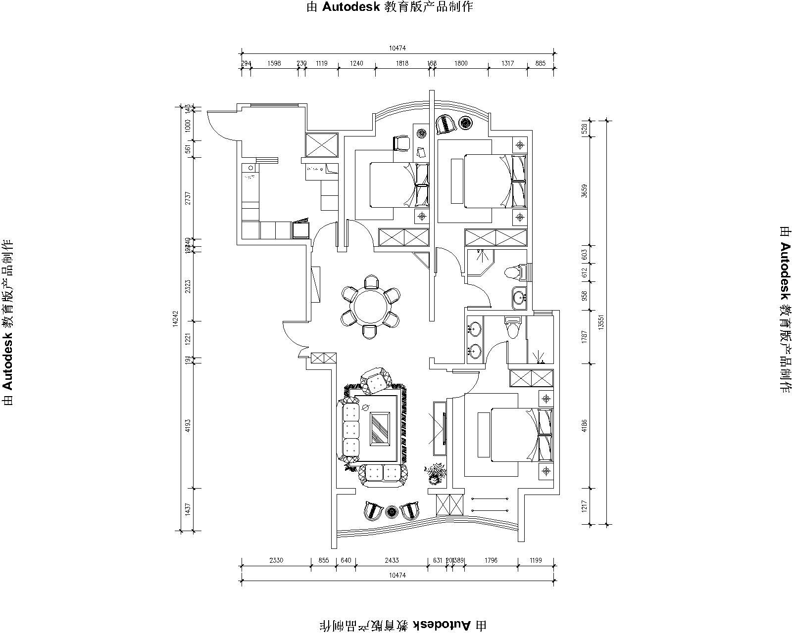 设计说明： 此案为135平的建筑面积，通风采光良好