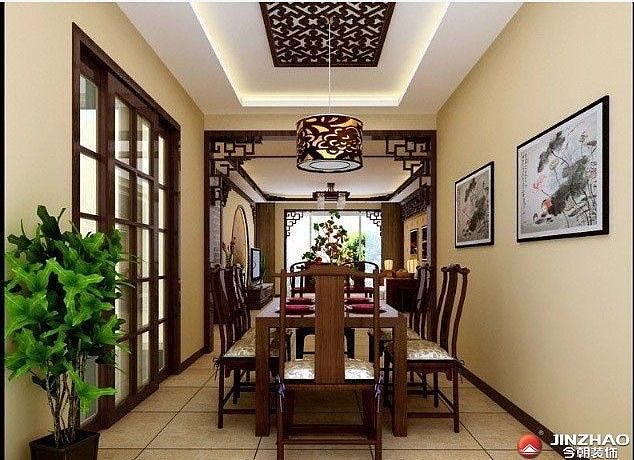 案例说明：色彩以深色沉稳为主，因中式家具色彩一般比