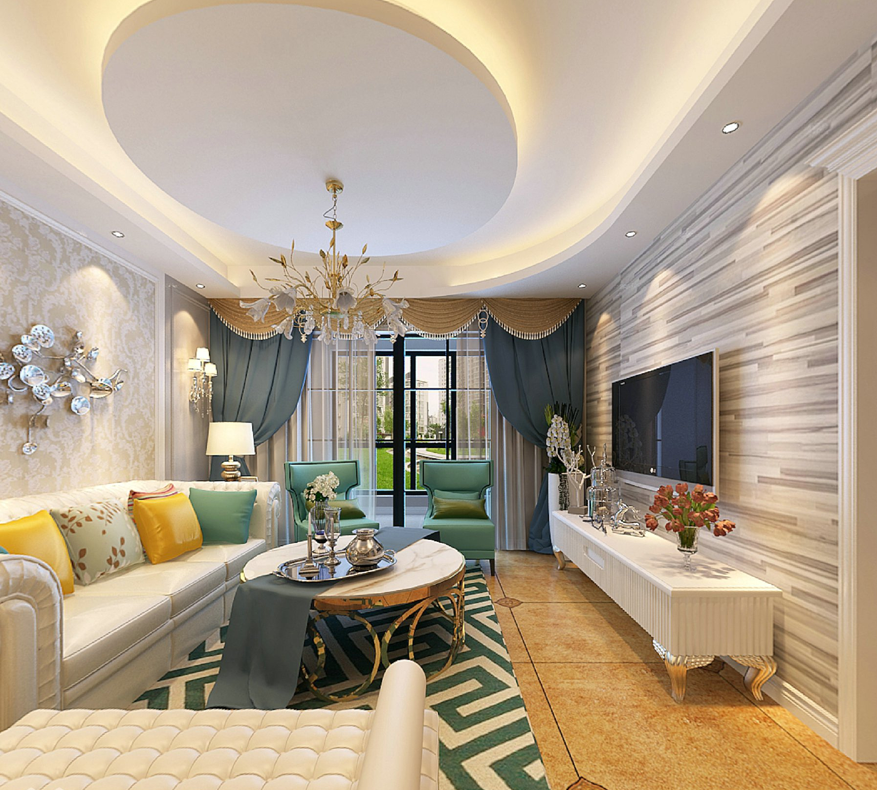 该案例整体风格定向为现代美式，除夫妻2人外，还有3