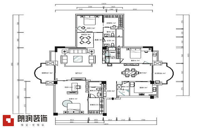 设计师以娴熟的设计手法来表达优雅的涵 义,客厅大块