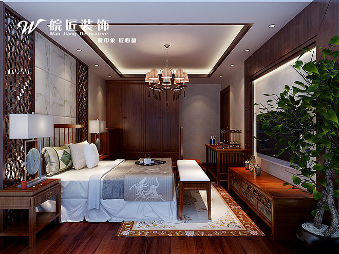 业主是一对退休老夫妇，设计需求：要求体现中式的元素