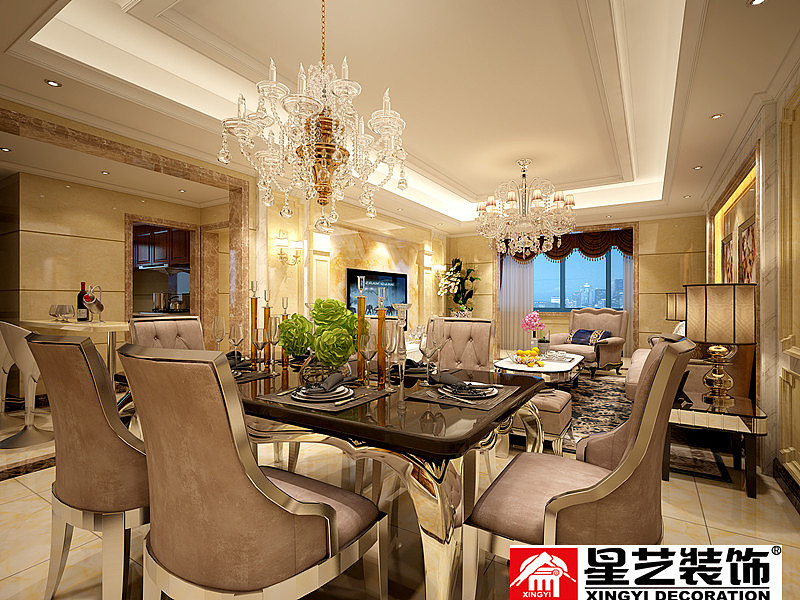 本案的设计风格为简约欧式，营造自然、高贵的气质、浪