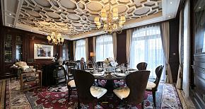 典雅美式奢华别墅餐厅客厅设计
