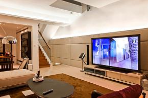 现代中式别墅装修设计客厅电视背景墙图片