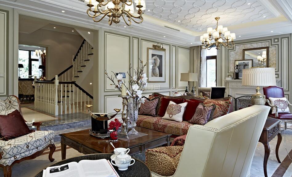 幸福舒适欧式别墅装饰设计客厅图片